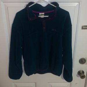 LL Bean Vintage Fleece Jacket Green and Purple Medium